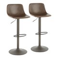 Lumisource Duke Adjustable Swivel Barstool in Brown Faux Leather, PK 2 BS-DUKE ANBN2